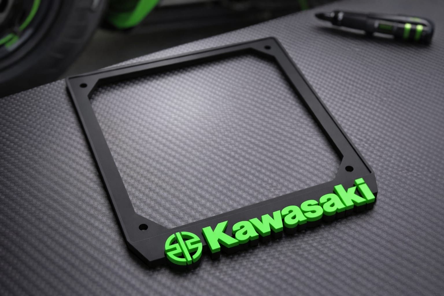 Cornice porta targa RIDEFRAME nera con scritta verde fluo